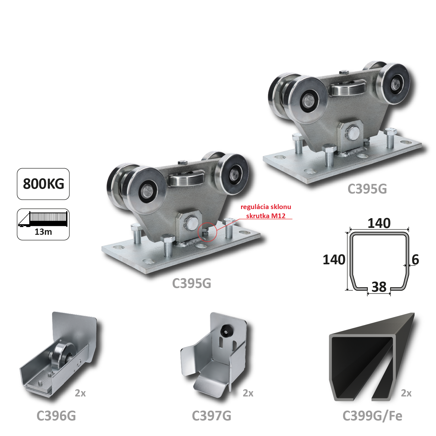 GRANDE samonos do 800 kg, profil 140 x 140 x 6000 mm
