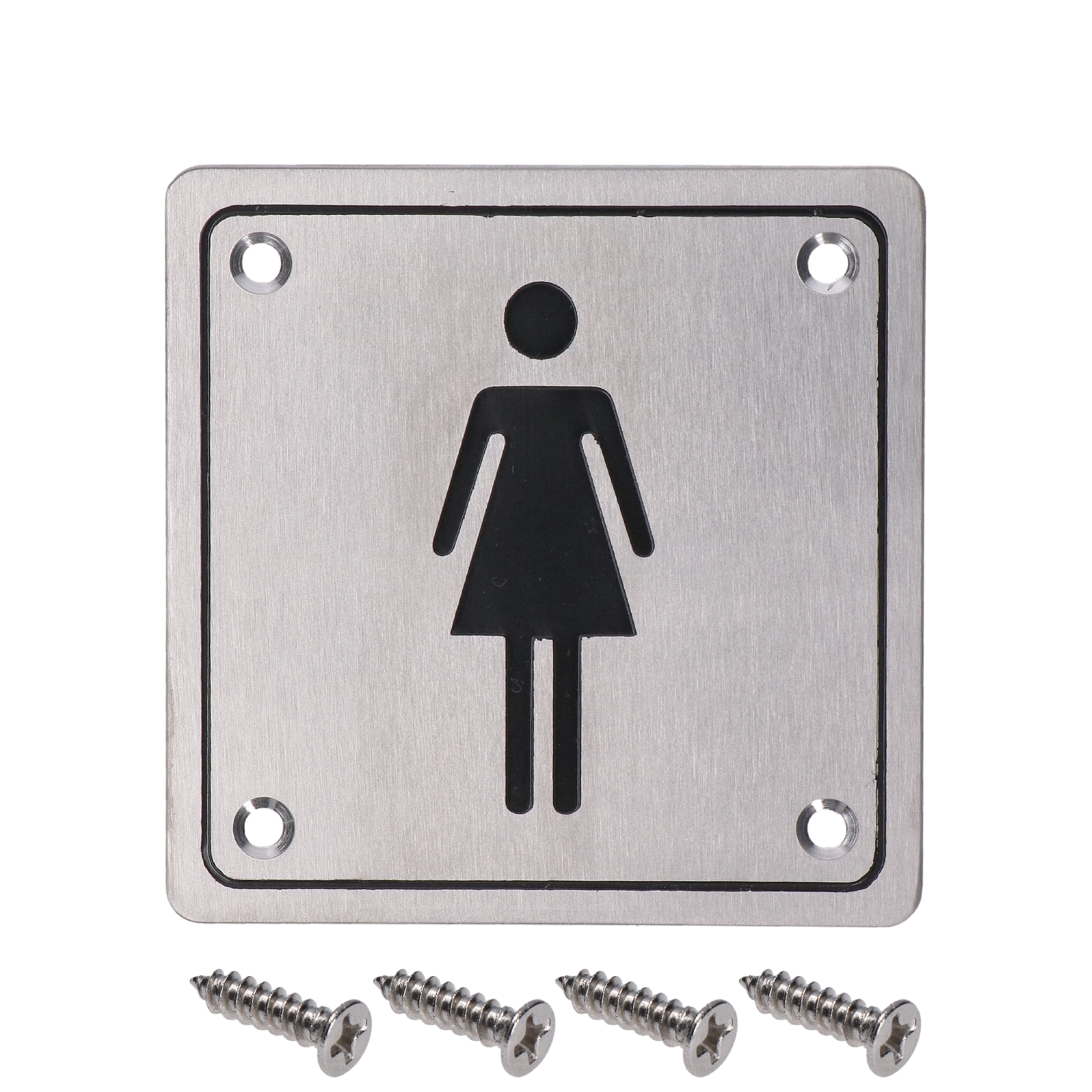 Piktogram `Dámy`, hranatý, broušená nerez AISI304