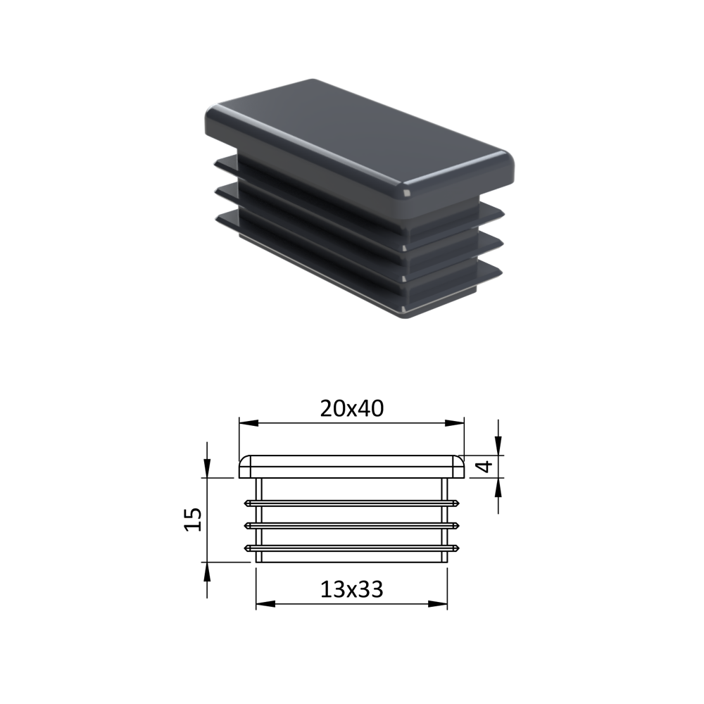 Krytka plastová 20 x 40 mm