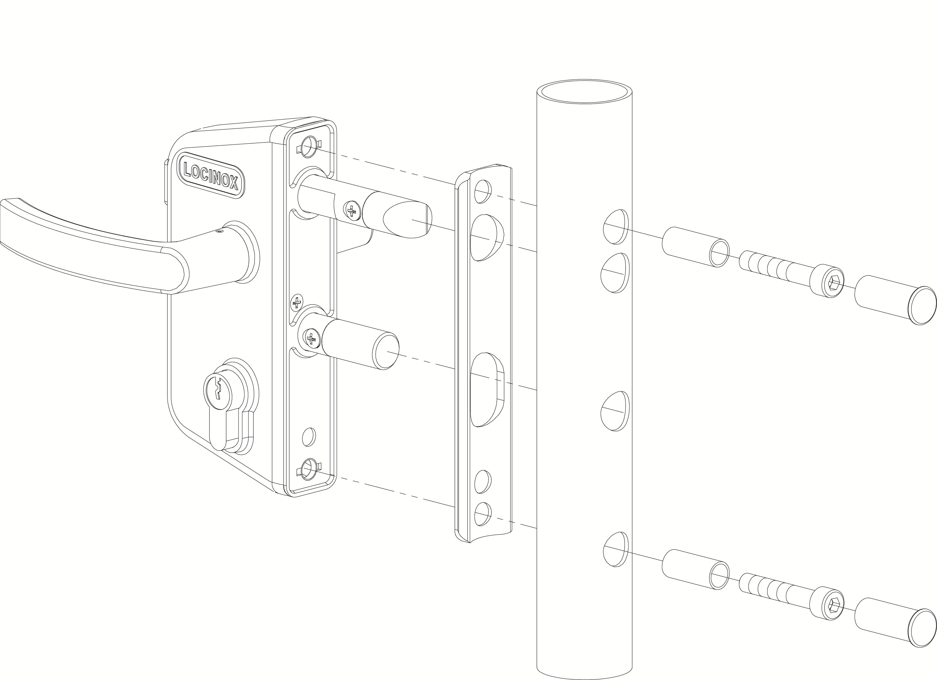 Zámkový set LARZ P1 pre profil ø 40 mm, RAL 7040