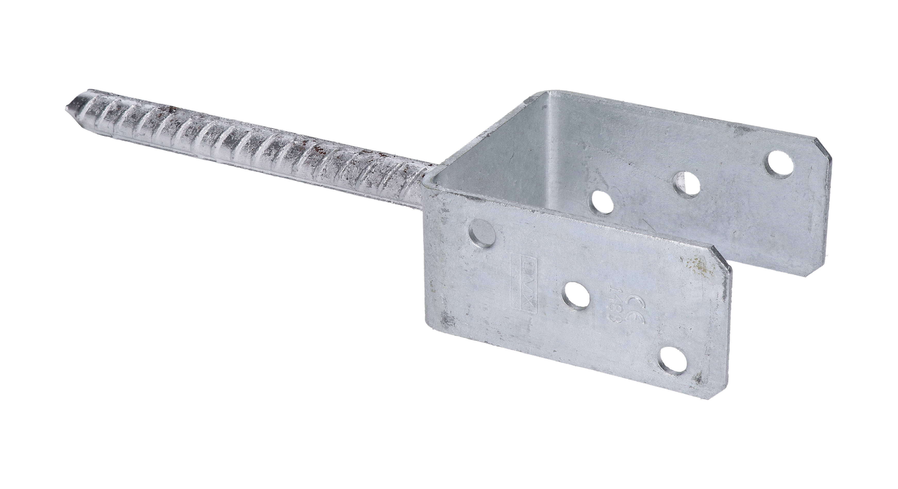 Pätka stĺpika U 71x120x324mm, 4mm žárový pozink, priemer nohy 18mm, počet děr o průměru 11mm-6ks
