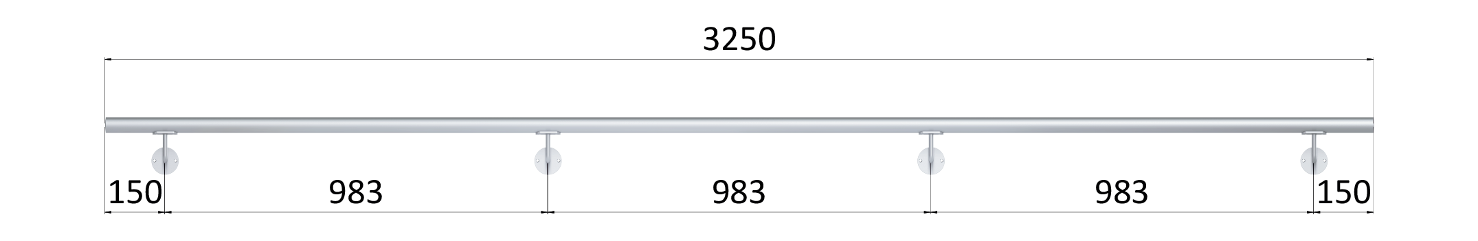 Madlo ø 42.4mm, L-3250mm, broušená nerez AISI304