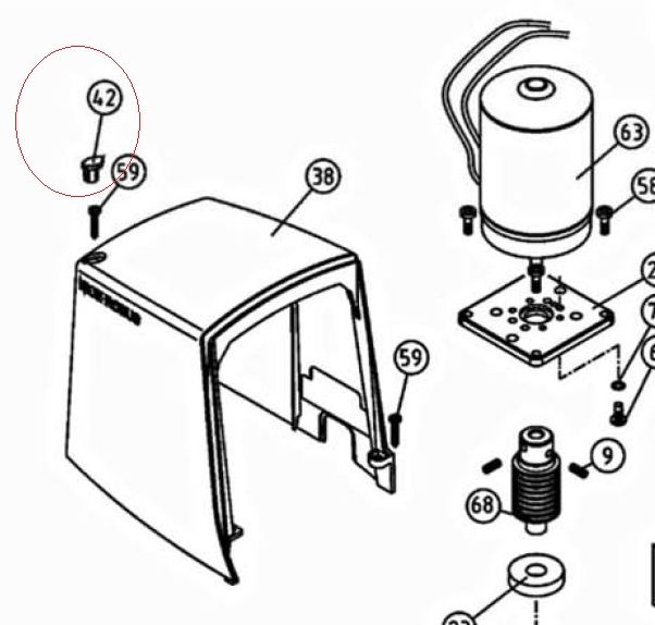 PPD1077.45403 plastová záslepka pro horní kryt RB600/1000