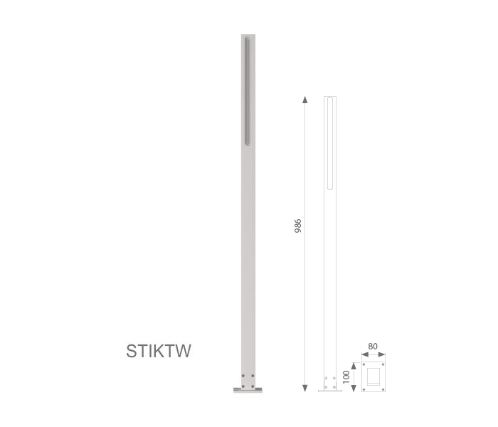 Venkovní LED osvětlení TOWER, barva RAL9010, H-986mm
