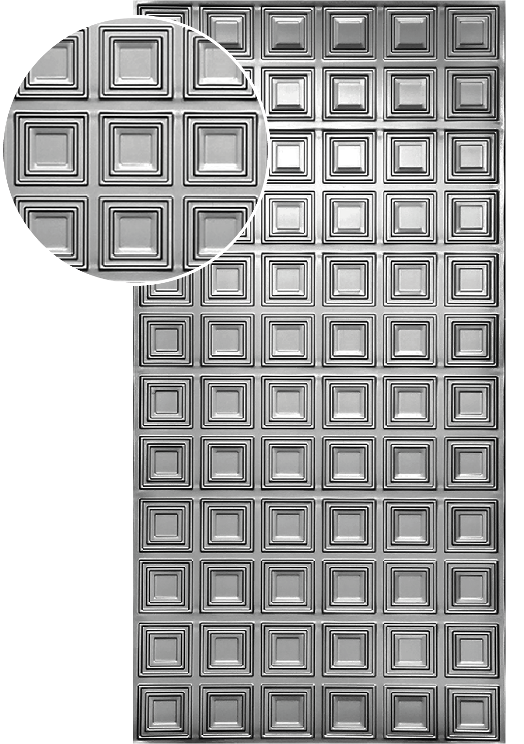 Plech pozinkovaný, 2000 x 1000 x 1,2 mm, 3D vzor čtverec