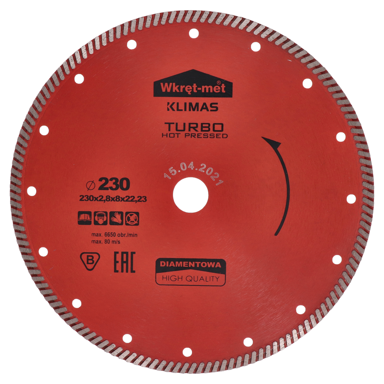 Turbo diamantový kotouč lisovaný za tepla 230 x 2,6 x 22 mm