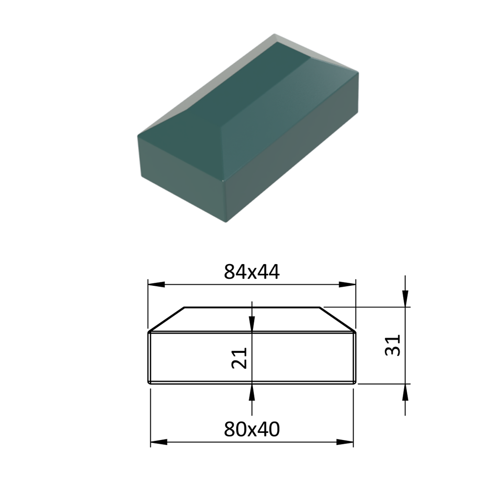 Vnější krytka 40 x 80 mm, plastová PE, zelená