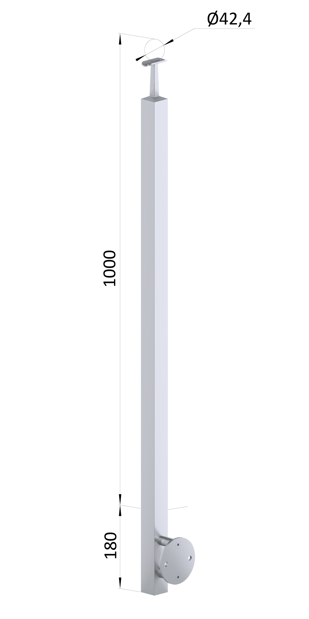 Nerezový sloup, boční kotvení, bez výplně