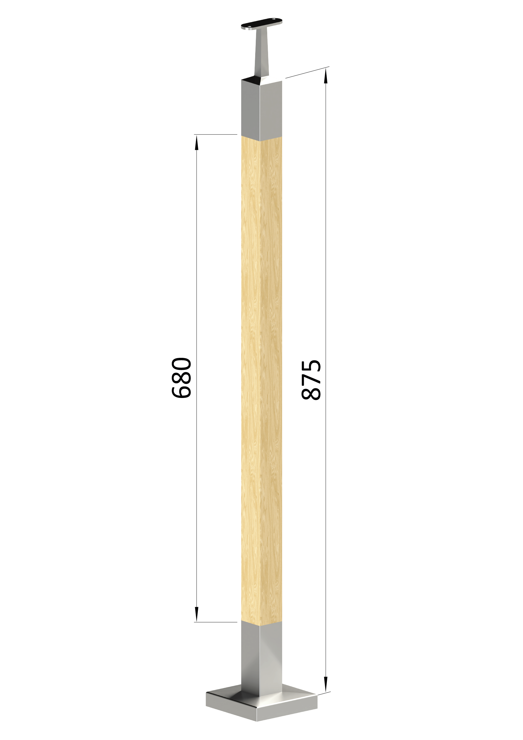 Dřevěný sloup, vrchní kotvení, bez výplně