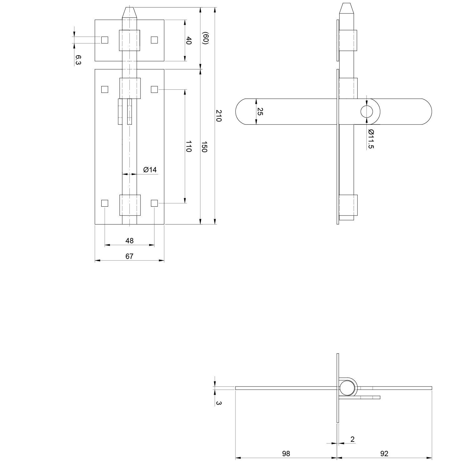DOPREDAJ Rígeľ ø 14 mm, L = 210 mm, pozinkovaný