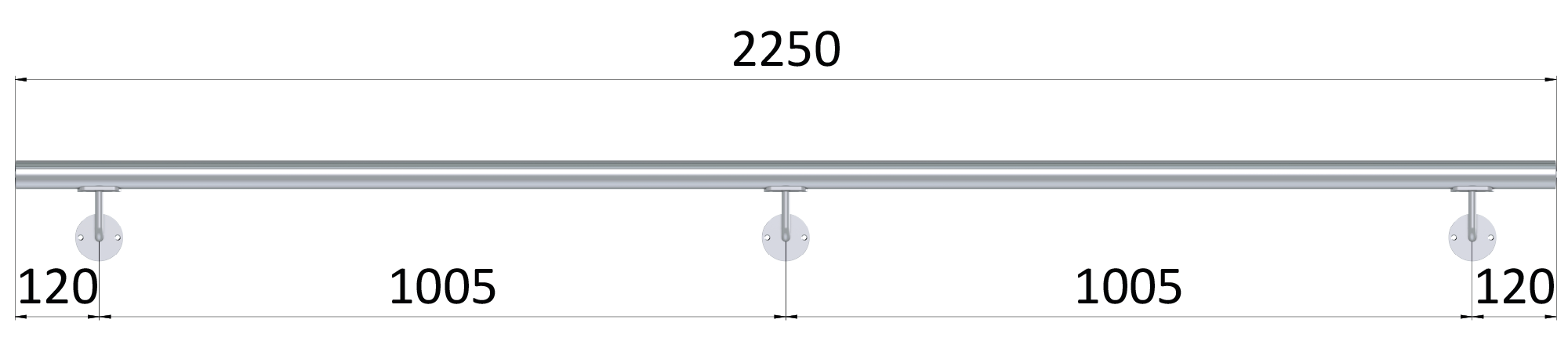 Madlo ø 42.4mm, L-2250mm, broušená nerez AISI304