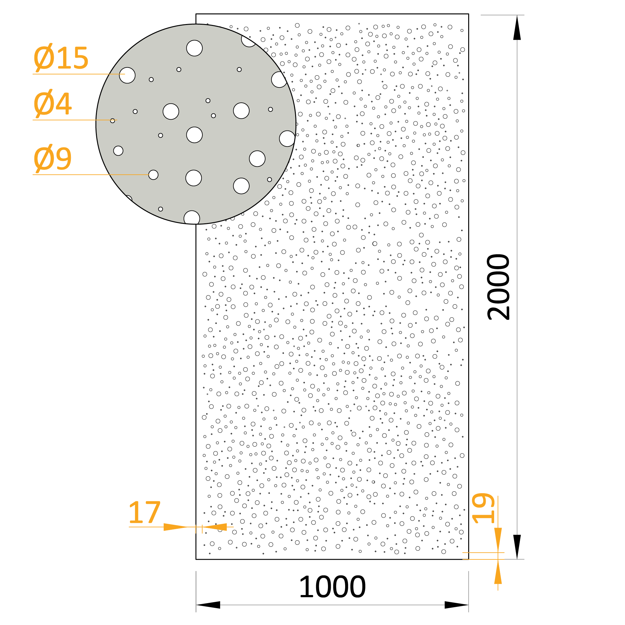 DOPREDAJ!Dierovaný plech Zn 1000 x 2000 x 1,5 mm, kruhové otvory