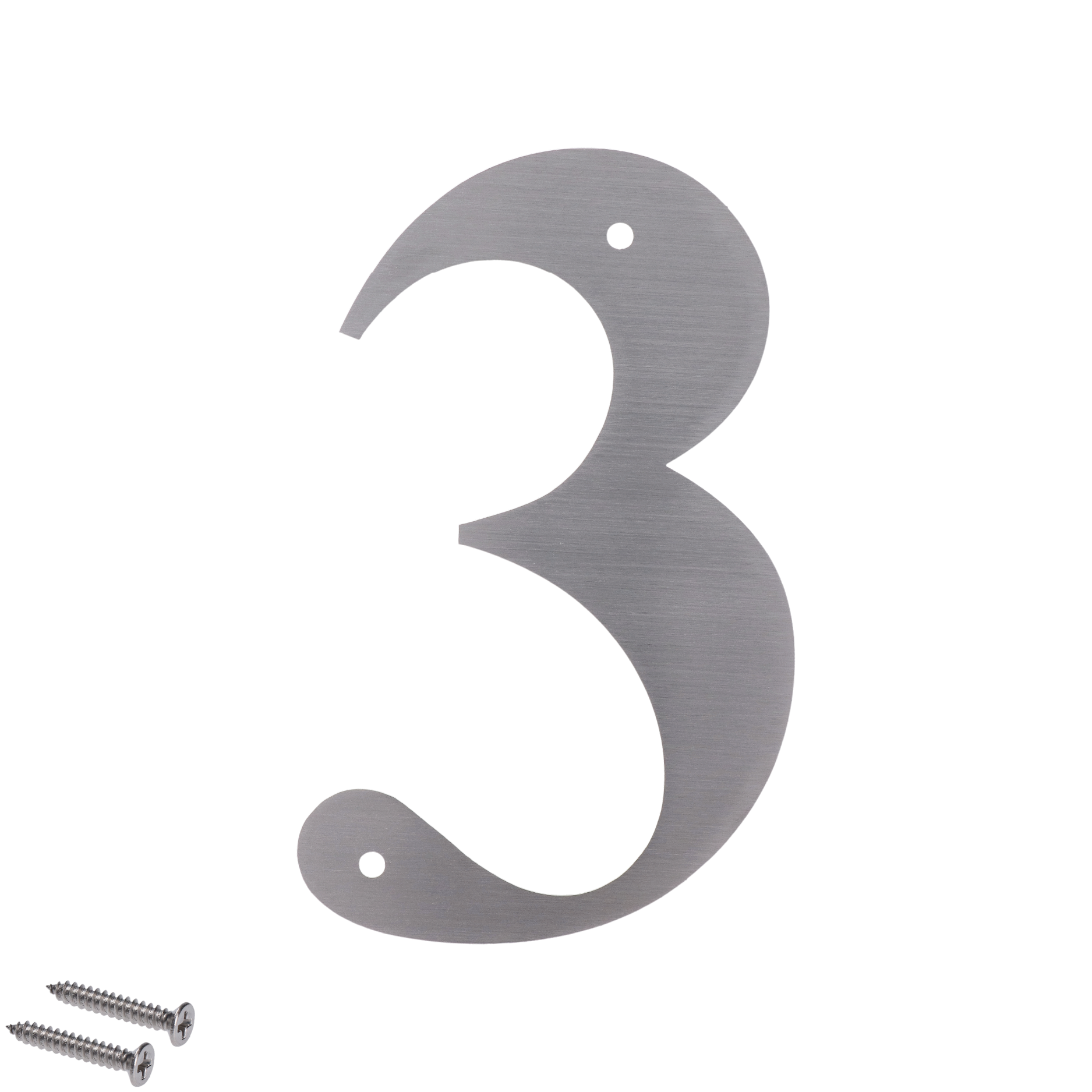 Číslo domovní 3, s otvory, broušená nerez AISI304