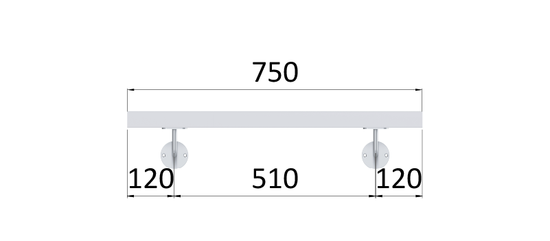 Madlo 40x40mm, L-750mm, broušená nerez AISI304