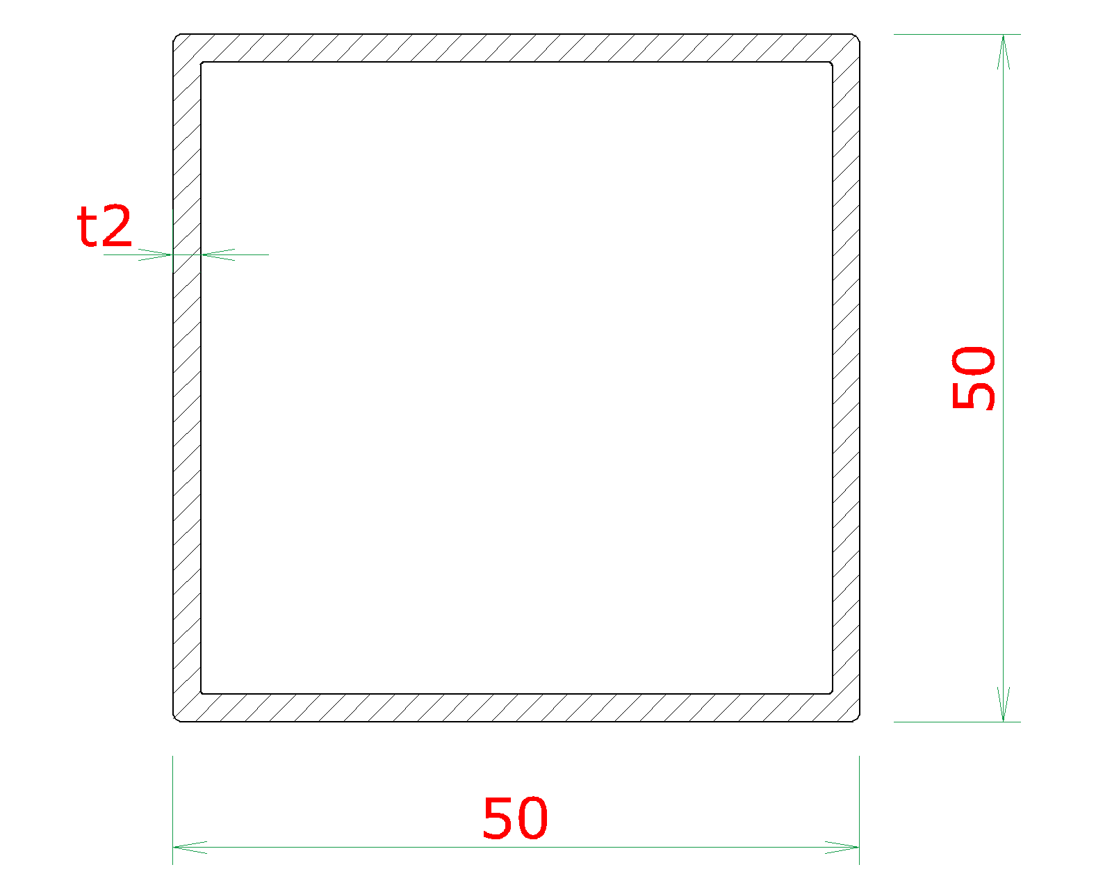 DOPREDAJ Profil 50 x 50 x 2 x 2000 mm, brúsená AISI 304