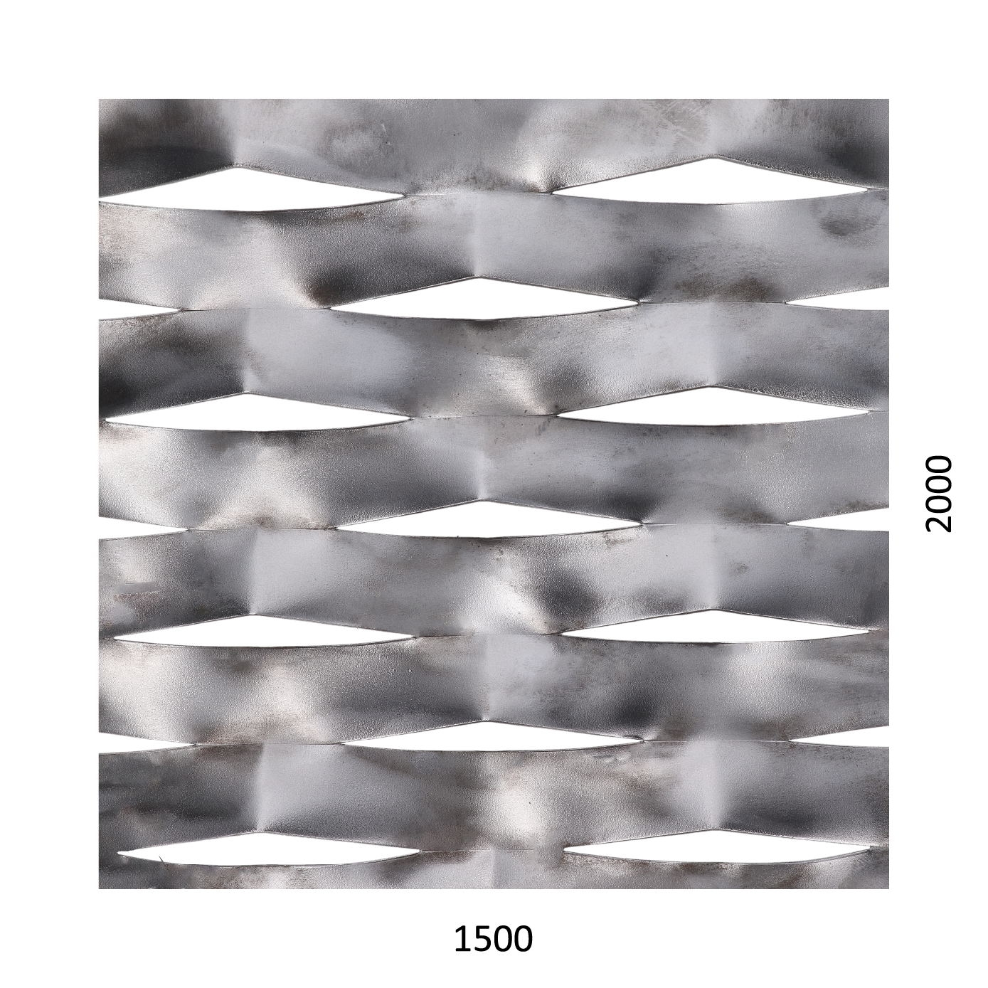 Tahokov Fe kosočtvercová oka: 114x53 mm, můstek: 24 mm (1500x2000x1,5 mm)