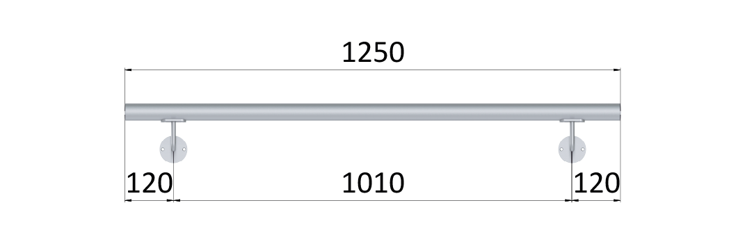 Madlo ø 42.4mm, L-1250mm, broušená nerez AISI304