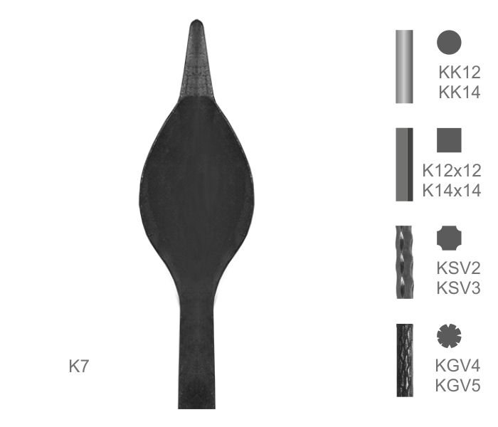 Tyč s kovanou špicí typu K7