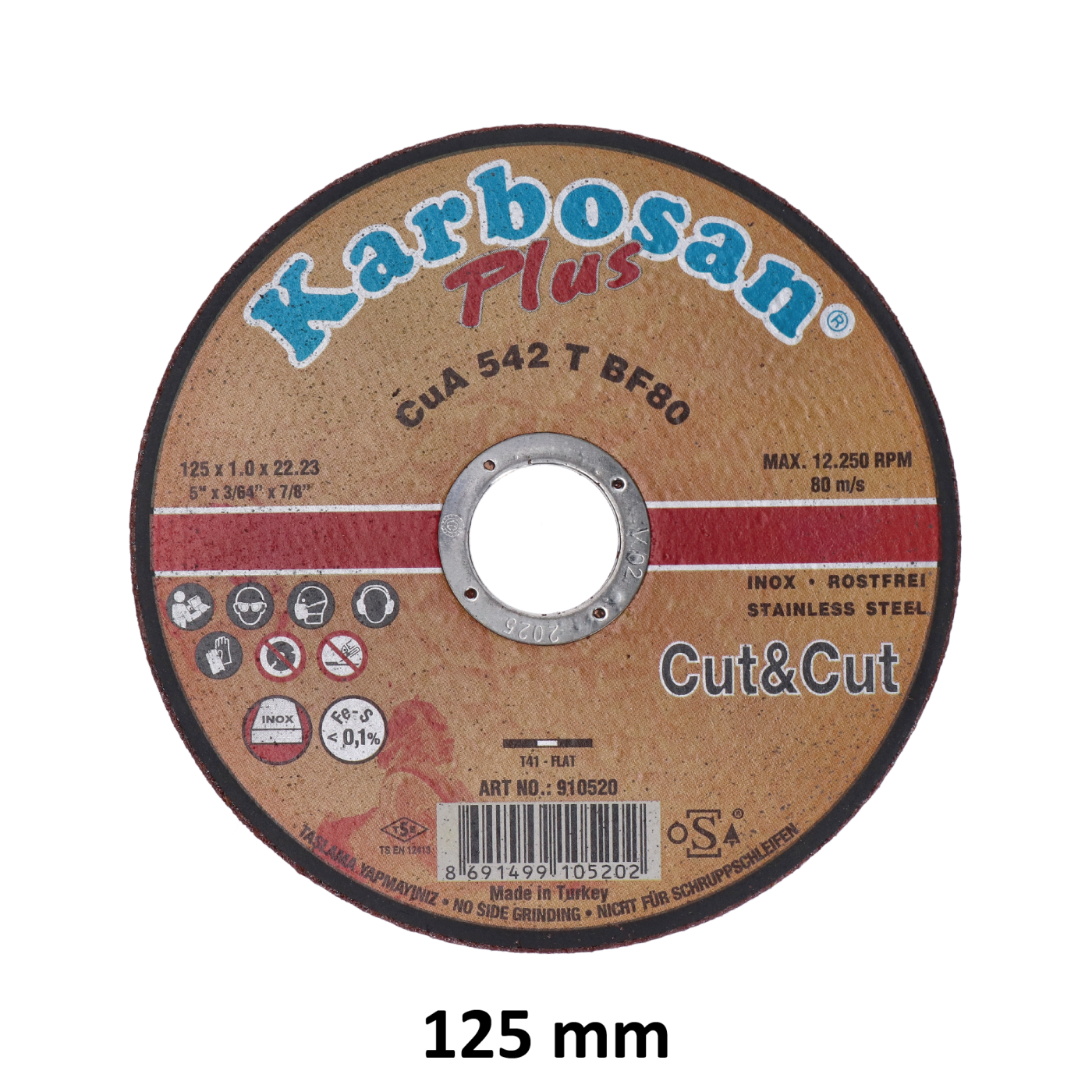 Řezný kotouč 125 x 1 x 22,2 mm, dlouhá životnost, vhodný na INOX