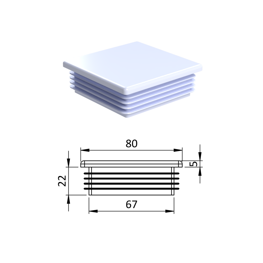 Krytka plastová 80 x 80 mm, bílá