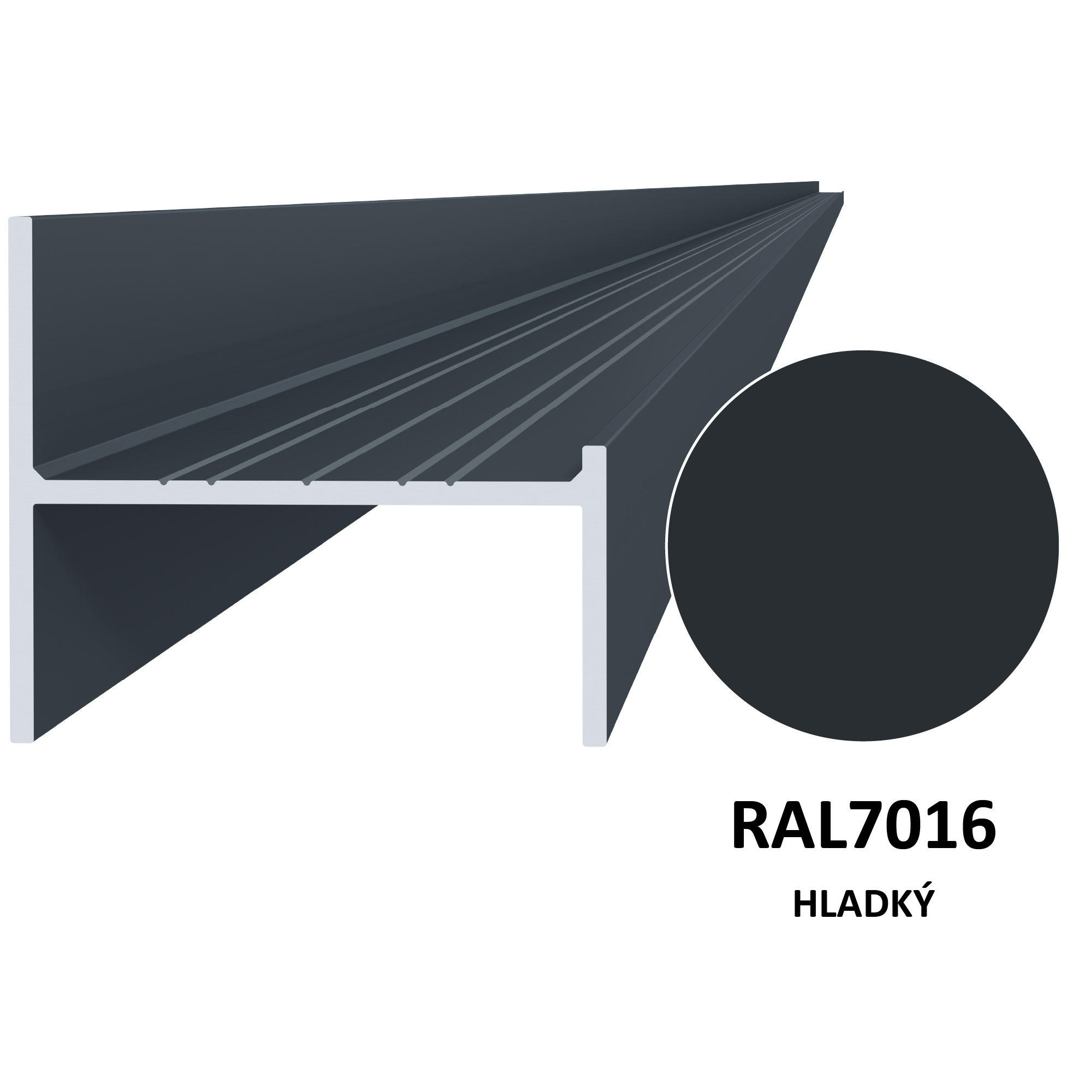 UT profil 50x44mm, L-6000mm, práškový lak, antracit RAL7016