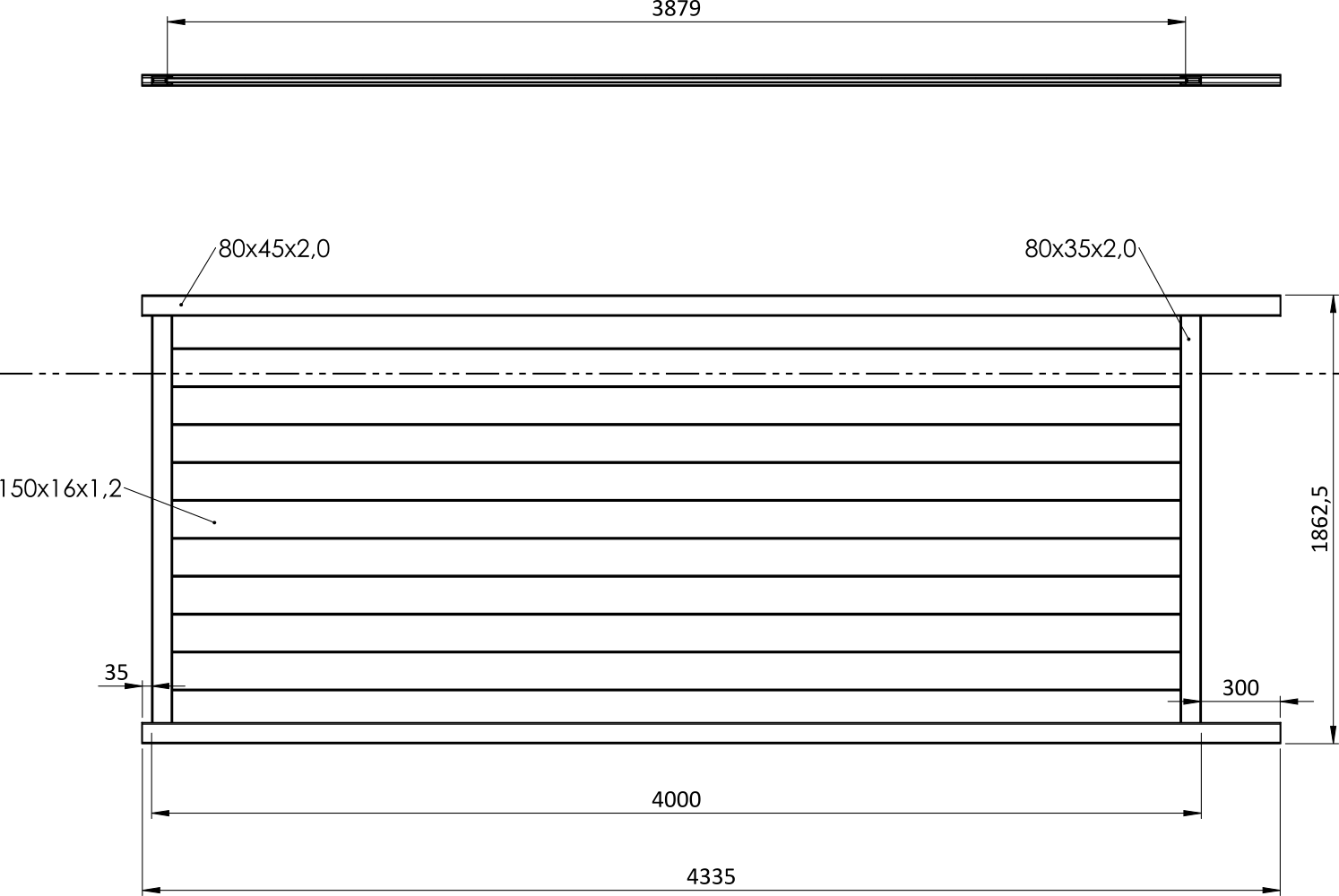 Posuvná hliníková brána 4000 x 1862 mm s pohonom TUS4324KSD