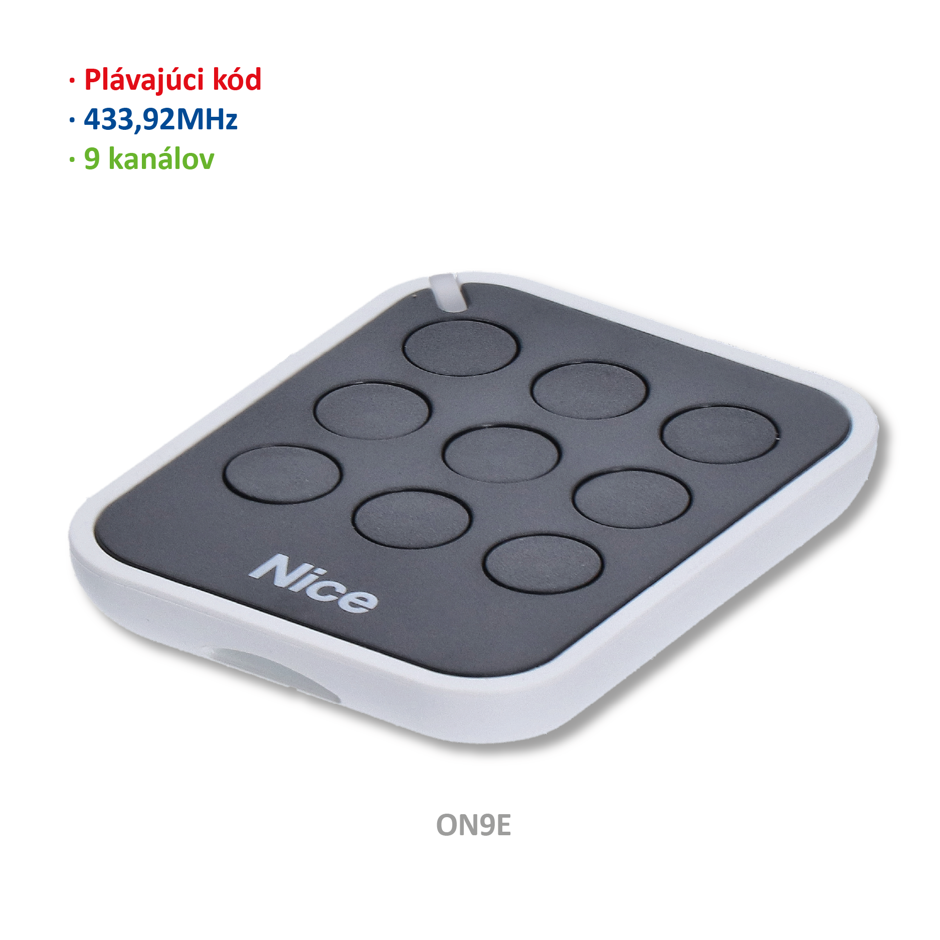 Vysílač ERA 9kanálový, 433MHz, plovoucí kód, černý