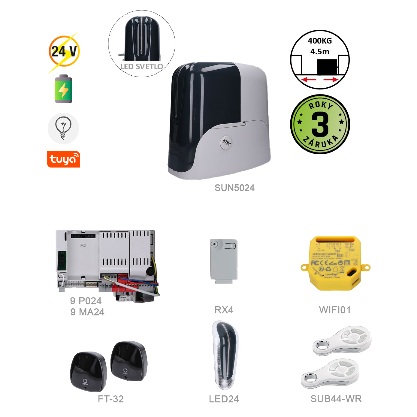900KSUN5024ER + WIFI pro posuvnou bránu do 500kg
