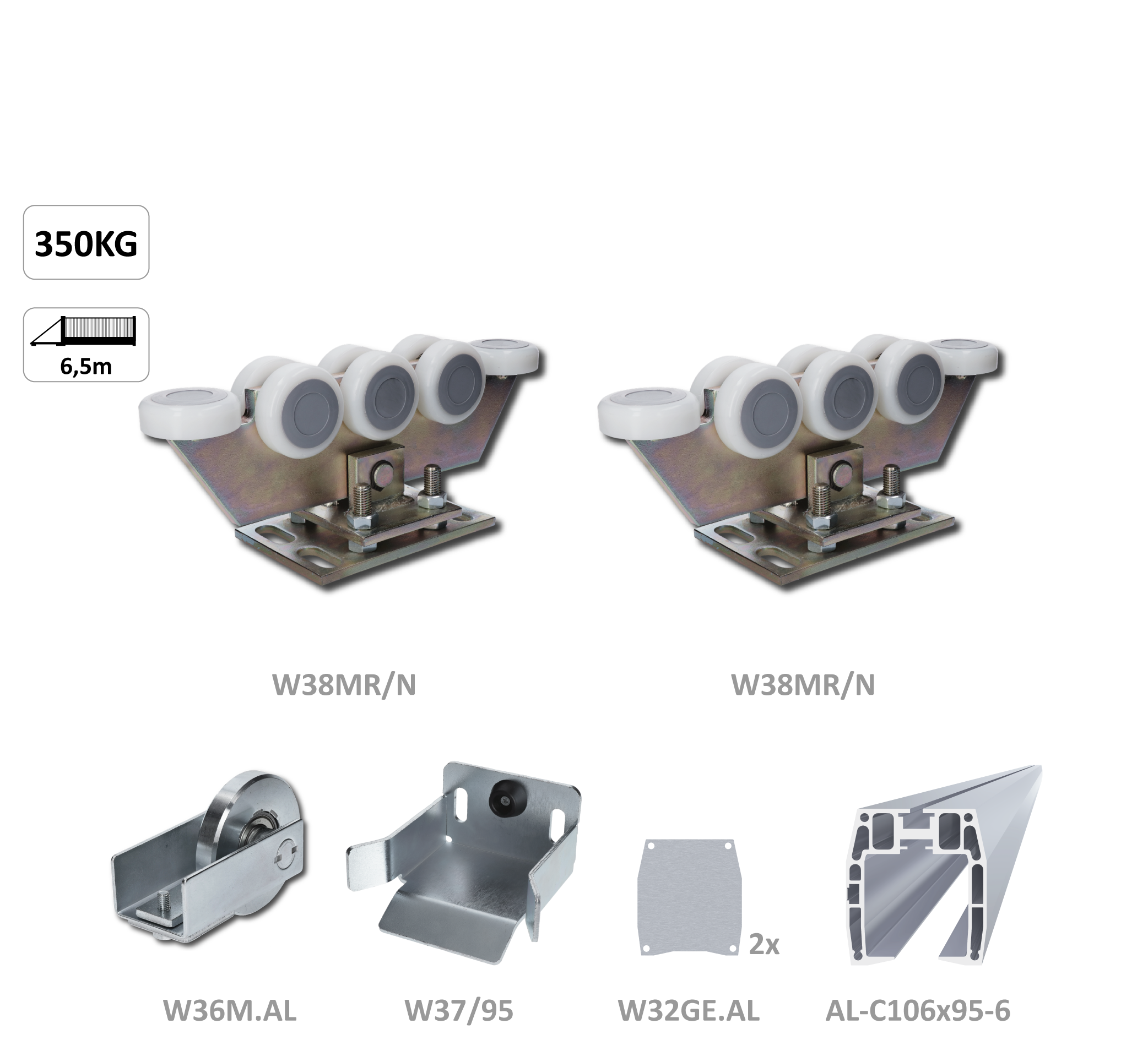 Samonos do 350 kg/6,5 m, profil 95 x 106 mm, hliník