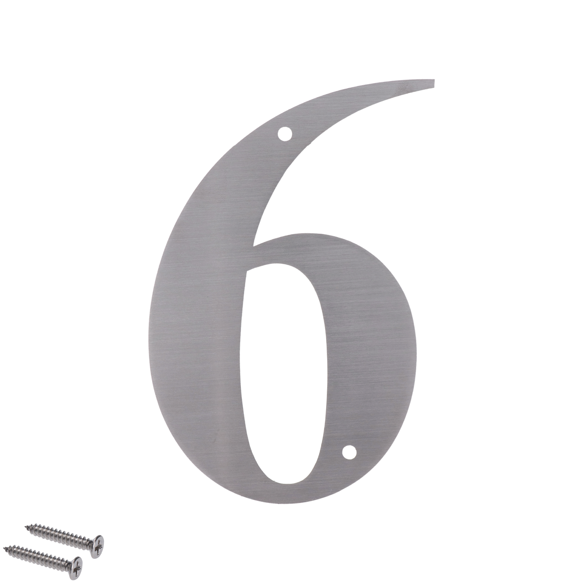 Číslo domovní 6, s otvory, broušená nerez AISI304