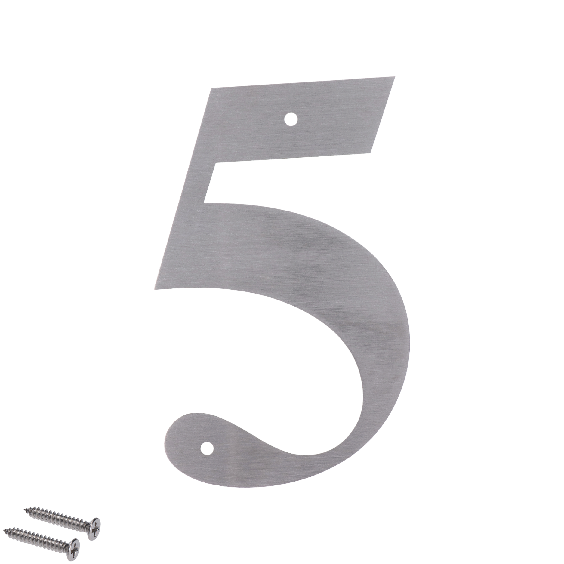 Číslo domovní 5, s otvory, broušená nerez AISI304