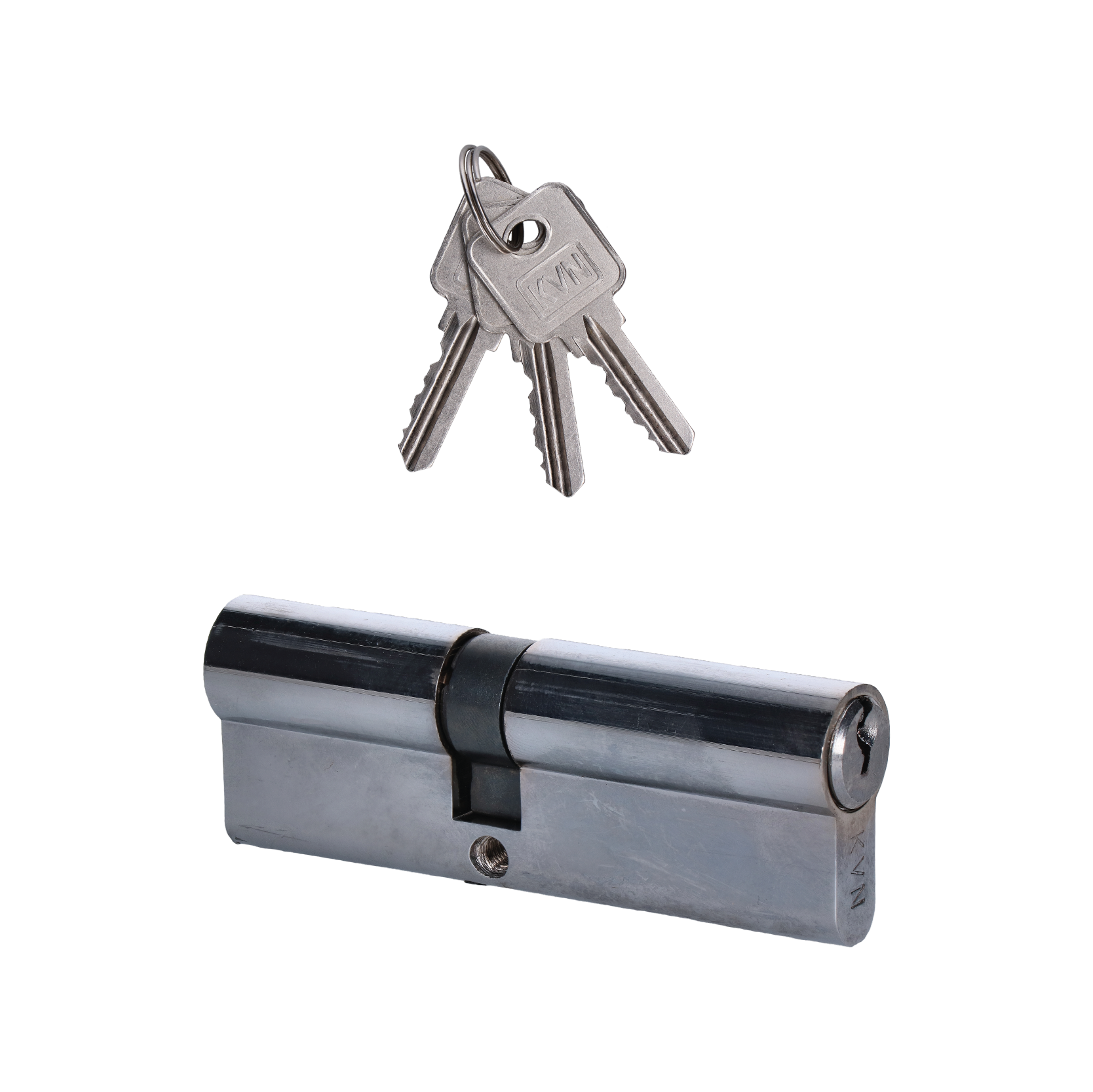 Cylindrická vložka EURO 25/25mm, nikl-Satina, 3 klíče, šroub M5x65mm, A = 25mm, B = 25mm