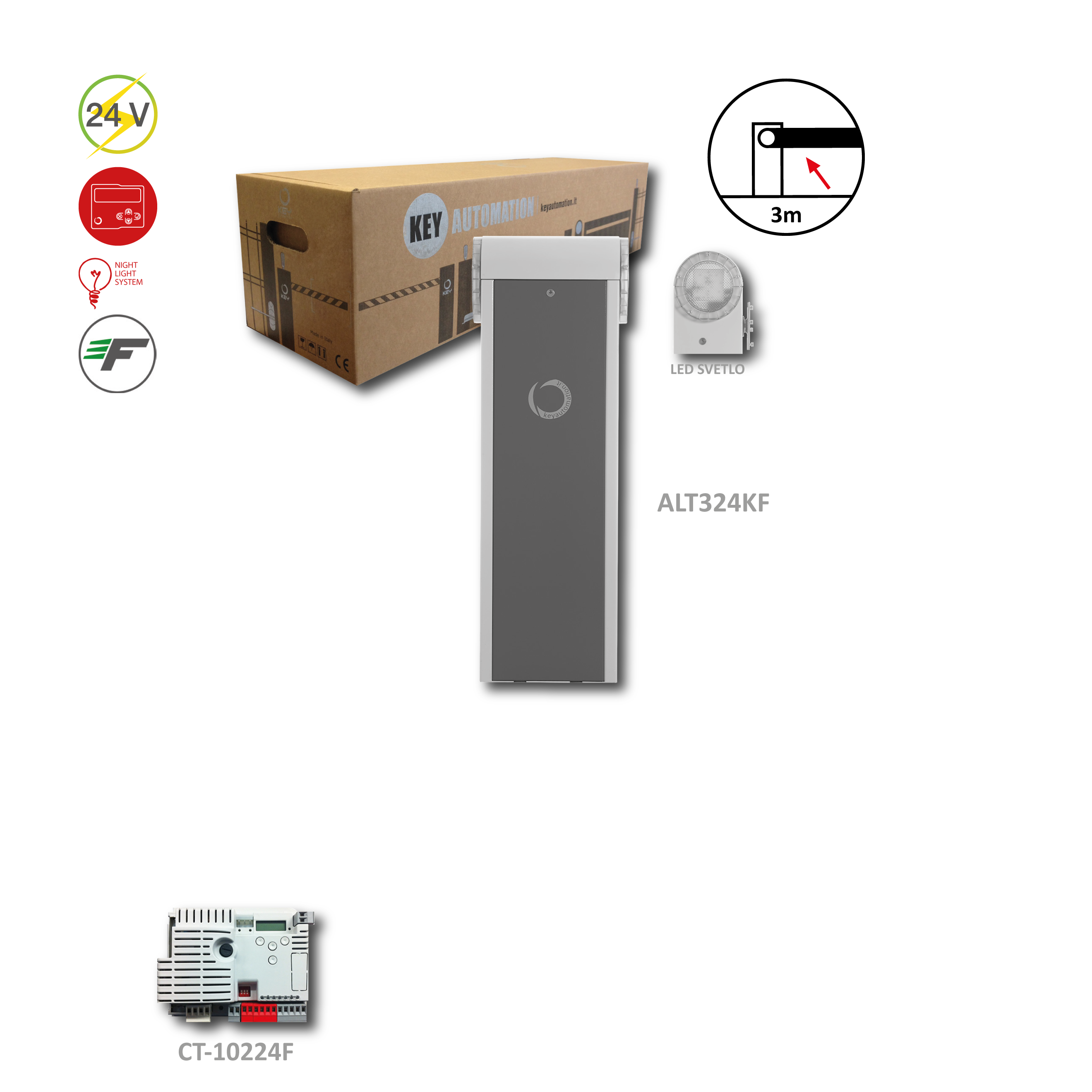 FAST LINE rychlá závora do 3m se zabudovaným majákem