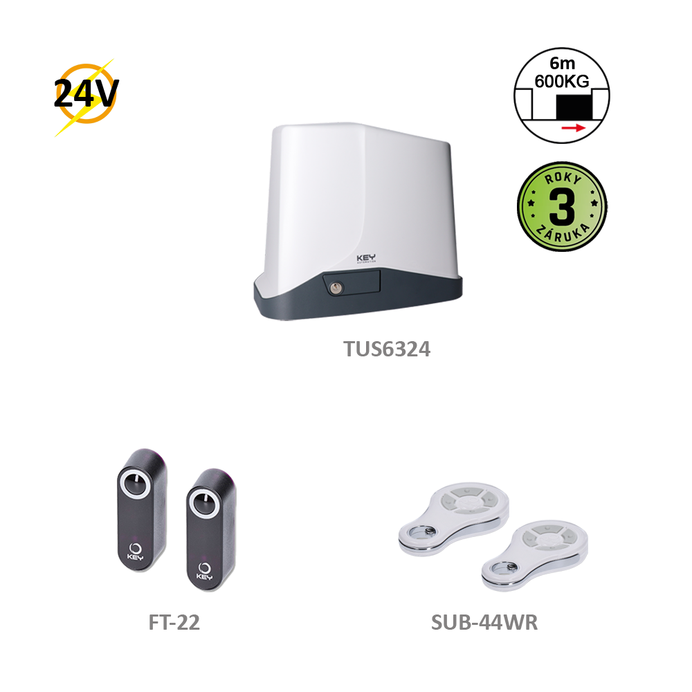 900KTUS6324KS TURBO S KIT pro posuvné brány do 600kg, 24V