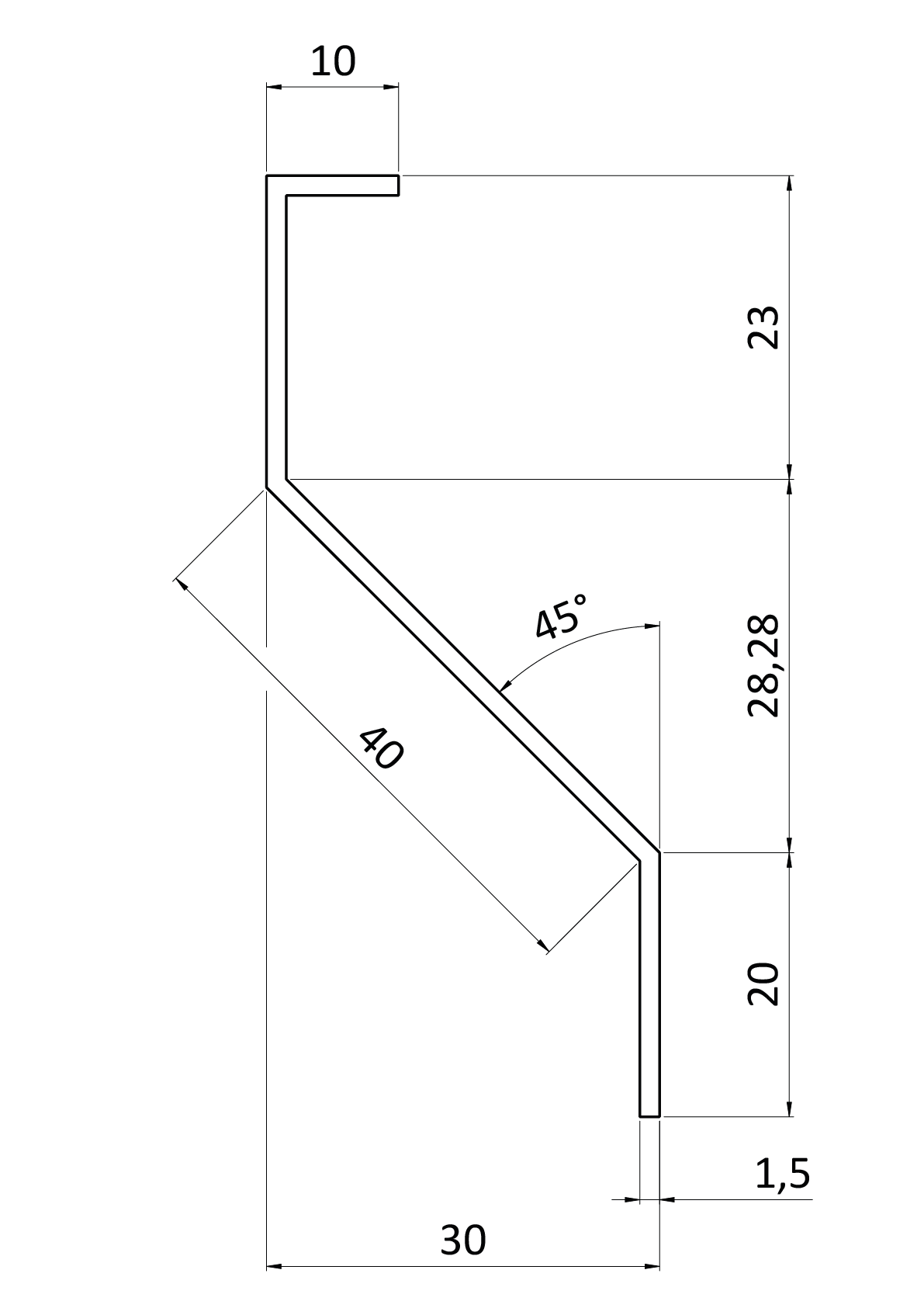 Poškozená Z lamela 23 x 40 x 20 x 1,5 x 4000 mm, pozink
