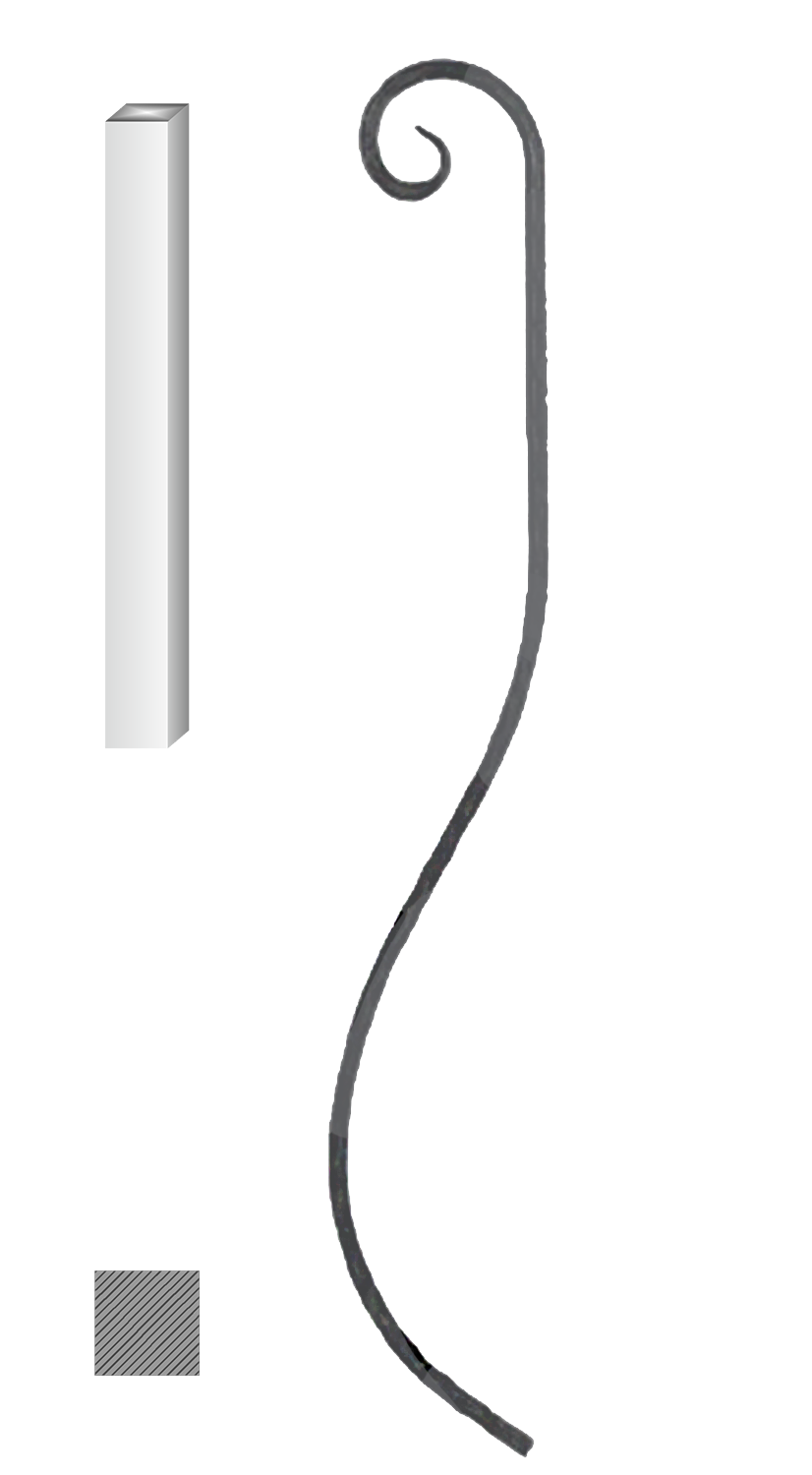 Tyč 12 x 12 mm, 1000 x 170 mm