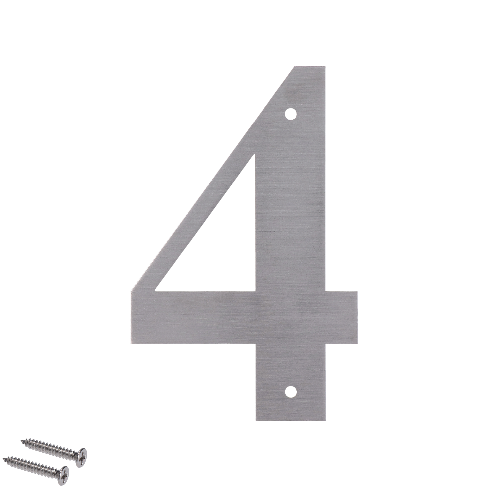 Číslo domovní 4, s otvory, broušená nerez AISI304