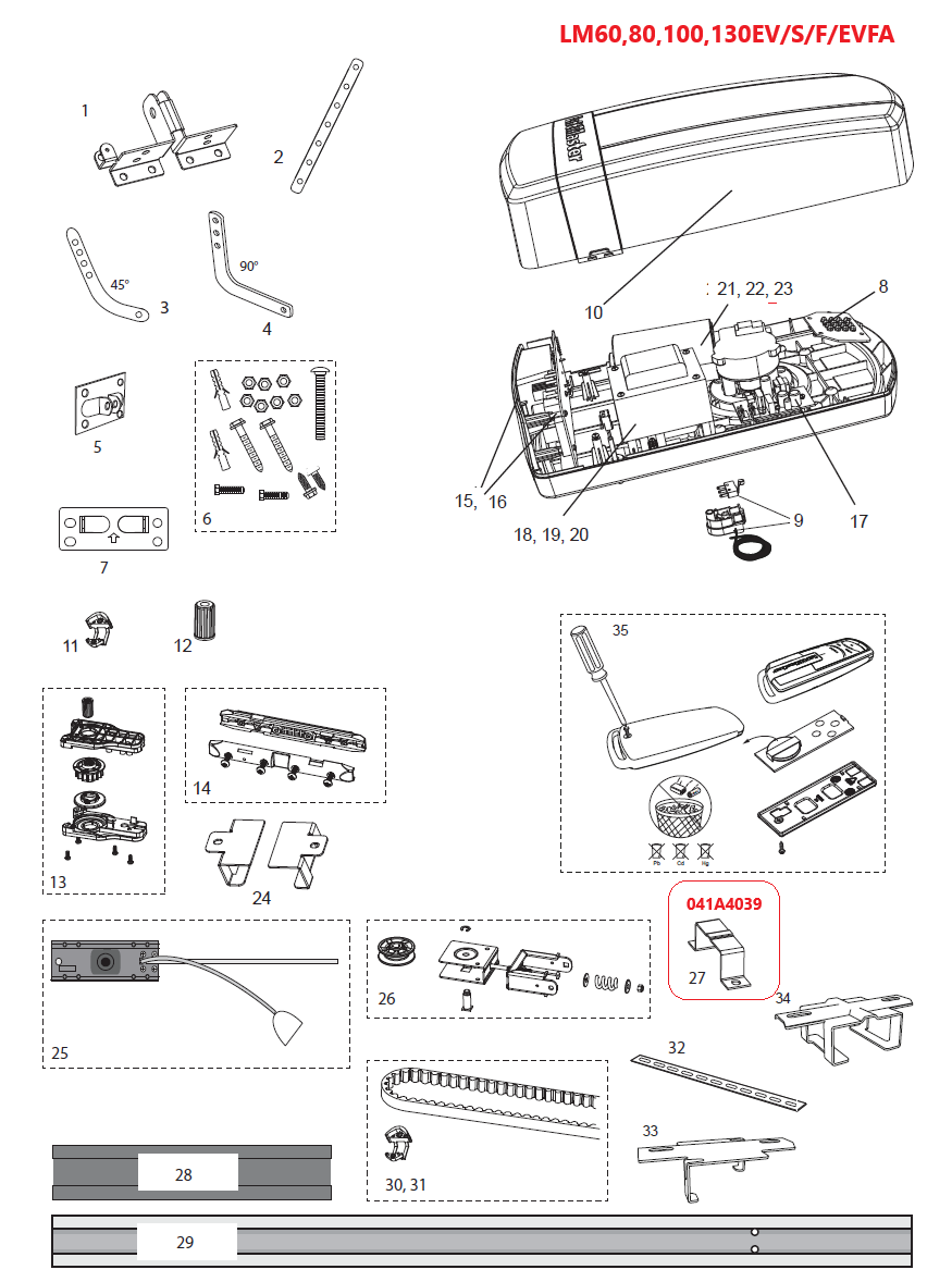 041A4039 konzola pro upevnění vodicí dráhy pohonu / 1 kus