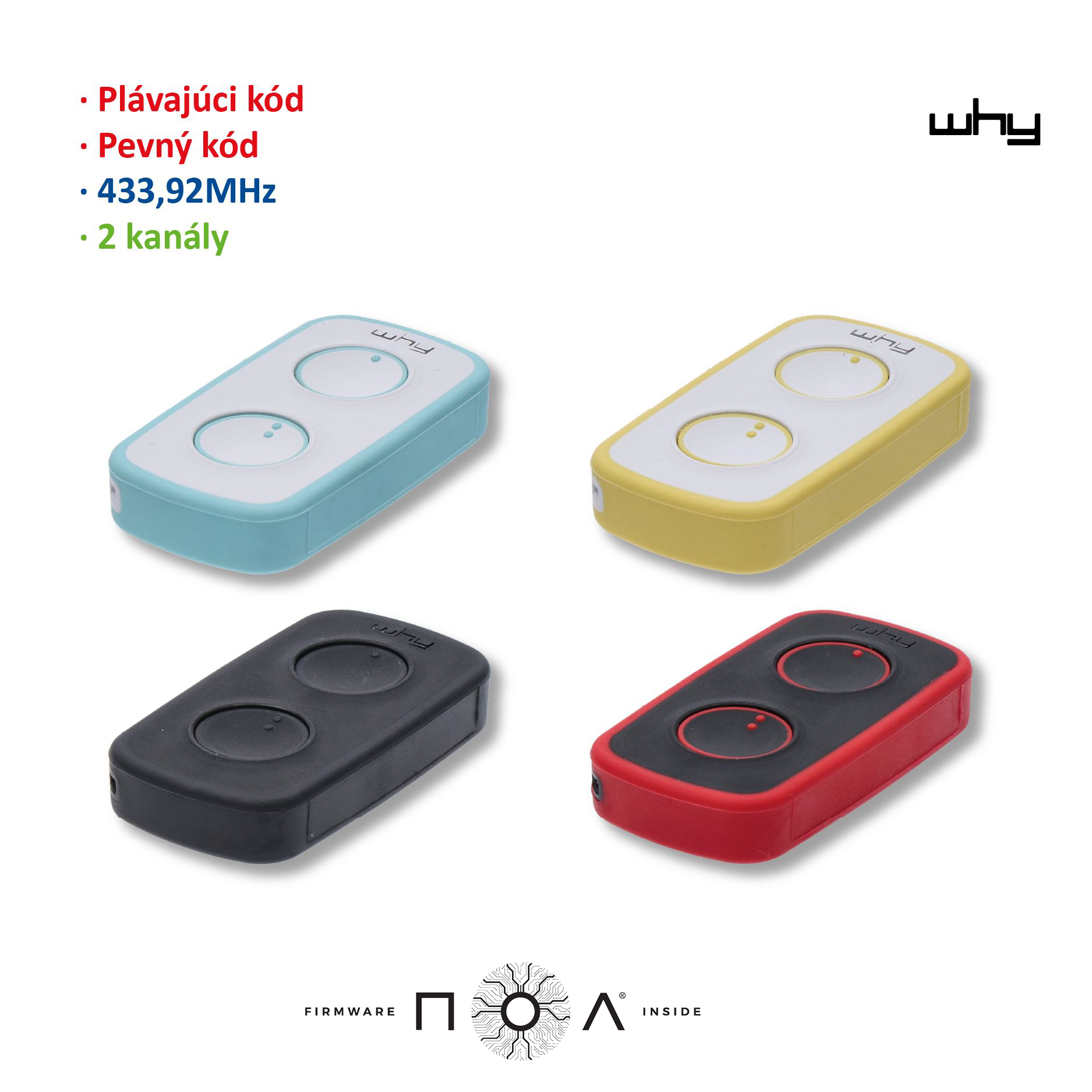 Vysílač LITE MINI NOA 4kanál, 433MHz, pevný/plovoucí kód