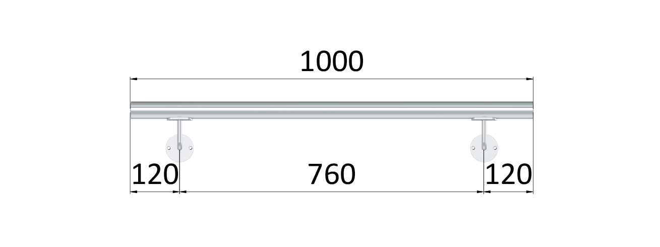 Madlo ø 42.4mm, L-1000mm, leštěná nerez AISI304