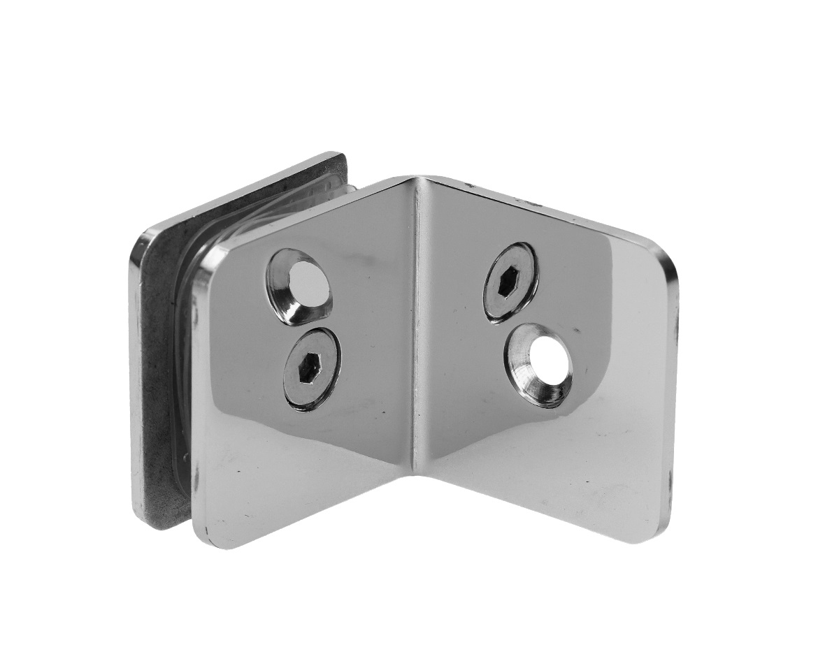 Svorka skla mezi stěnu a sklo 90°, sklo 8 - 10 mm, AISI 304