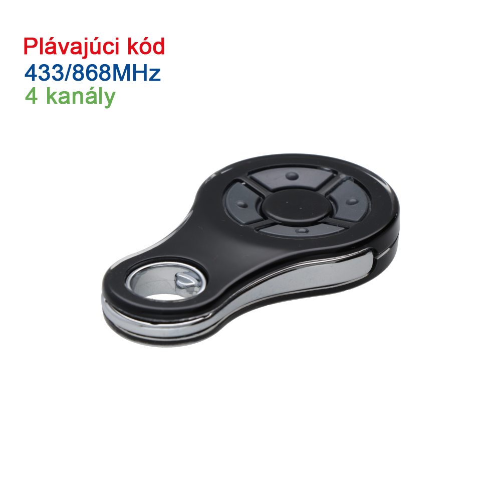 Vysílač 4-kanálový, 433/868MHz, plovoucí kód, černý