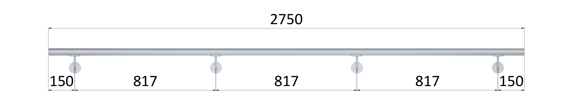 Madlo ø 42.4mm, L-2750mm, broušená nerez AISI304