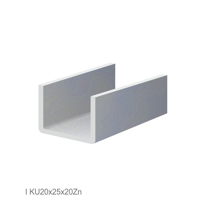 U-profil 20x25x20x2 mm, žárově zinkovaný, hladký L = 3000mm