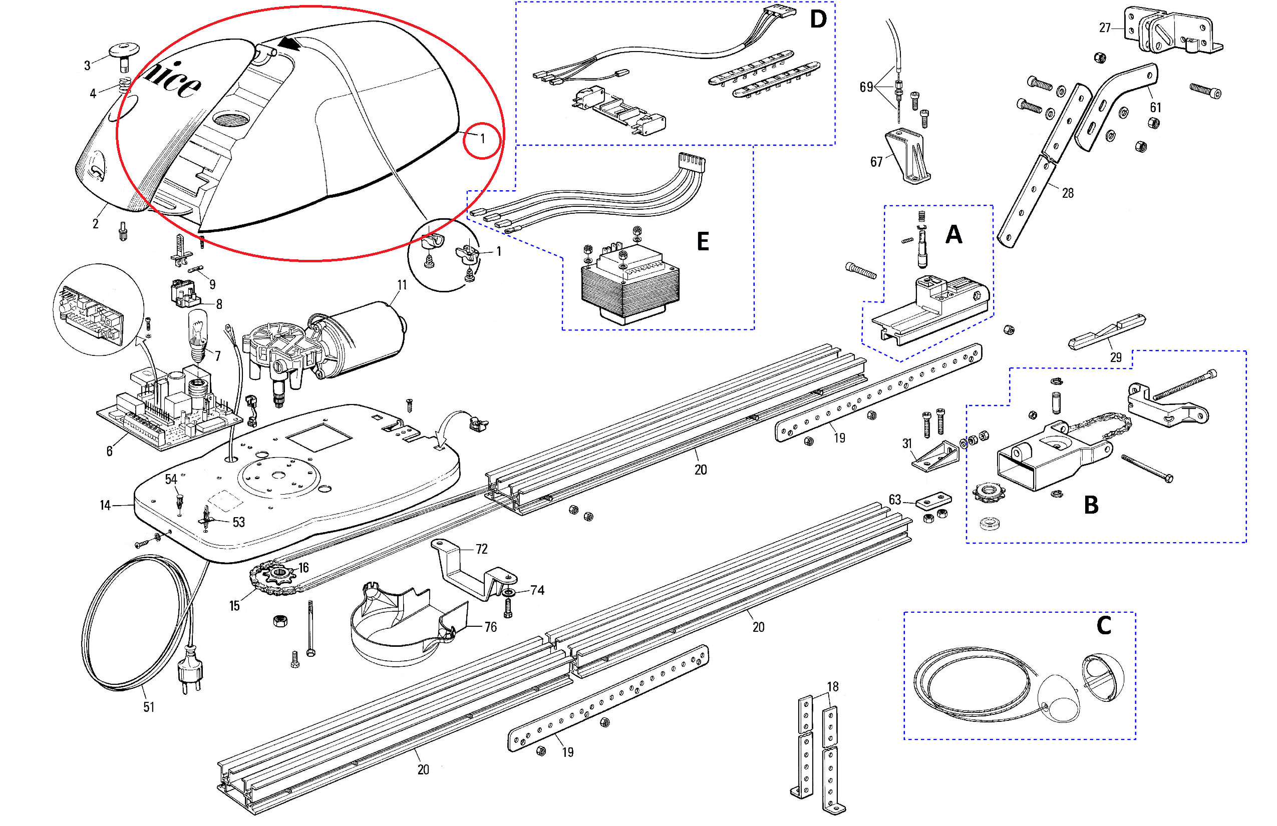 PPD0124C.4540 kryt pohonu RAL7016 pro SPIDO/SPIDER