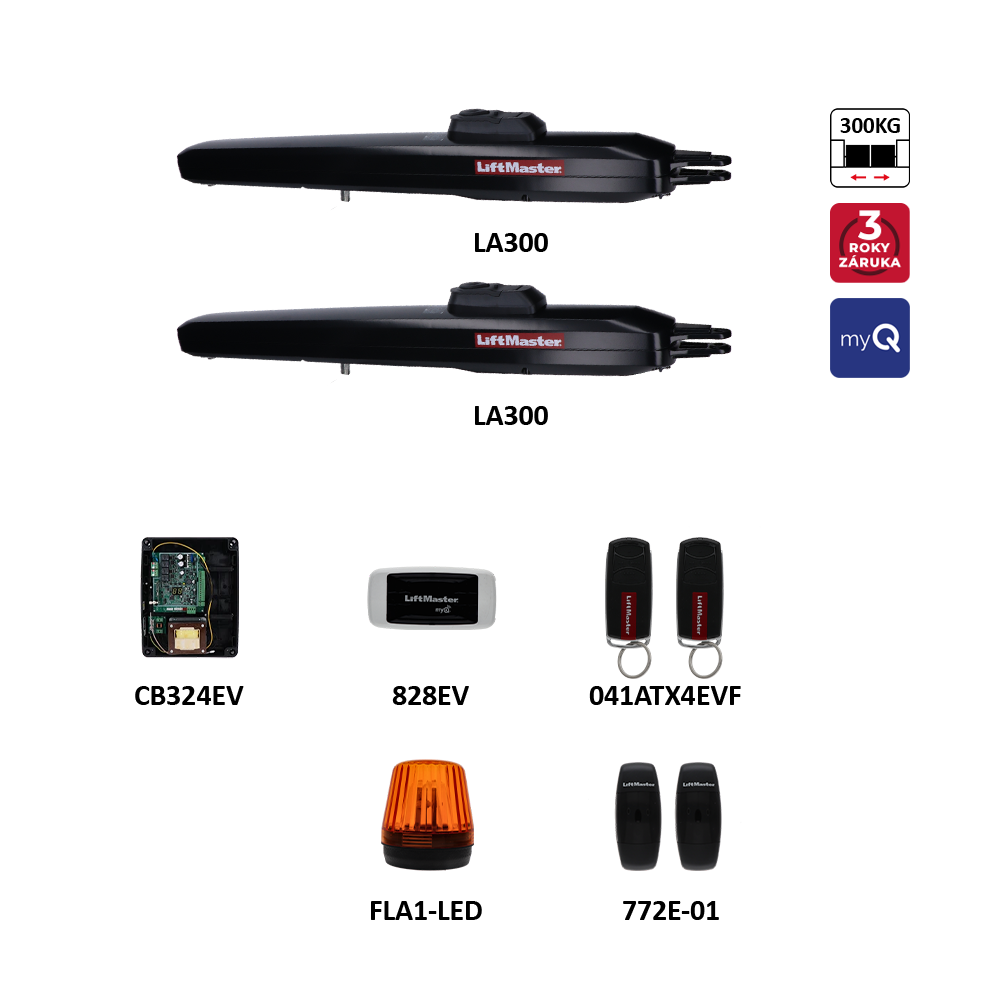 LiftMaster sada pro dvoukřídlovou bránu do 3 m/křídlo s myQ