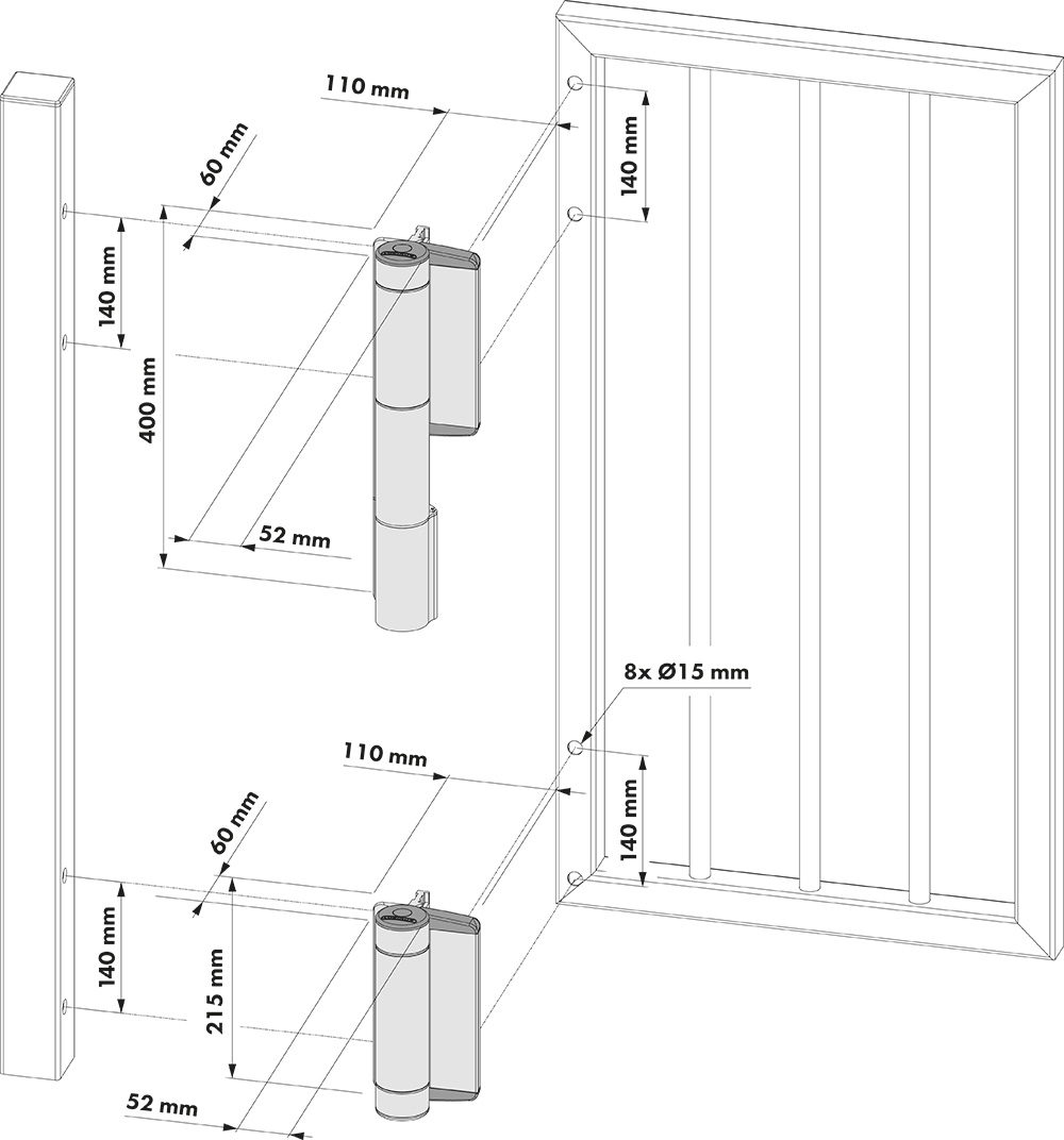 Záves s hydraulickým samozatváračom, 180°, do 200 kg, RAL9005
