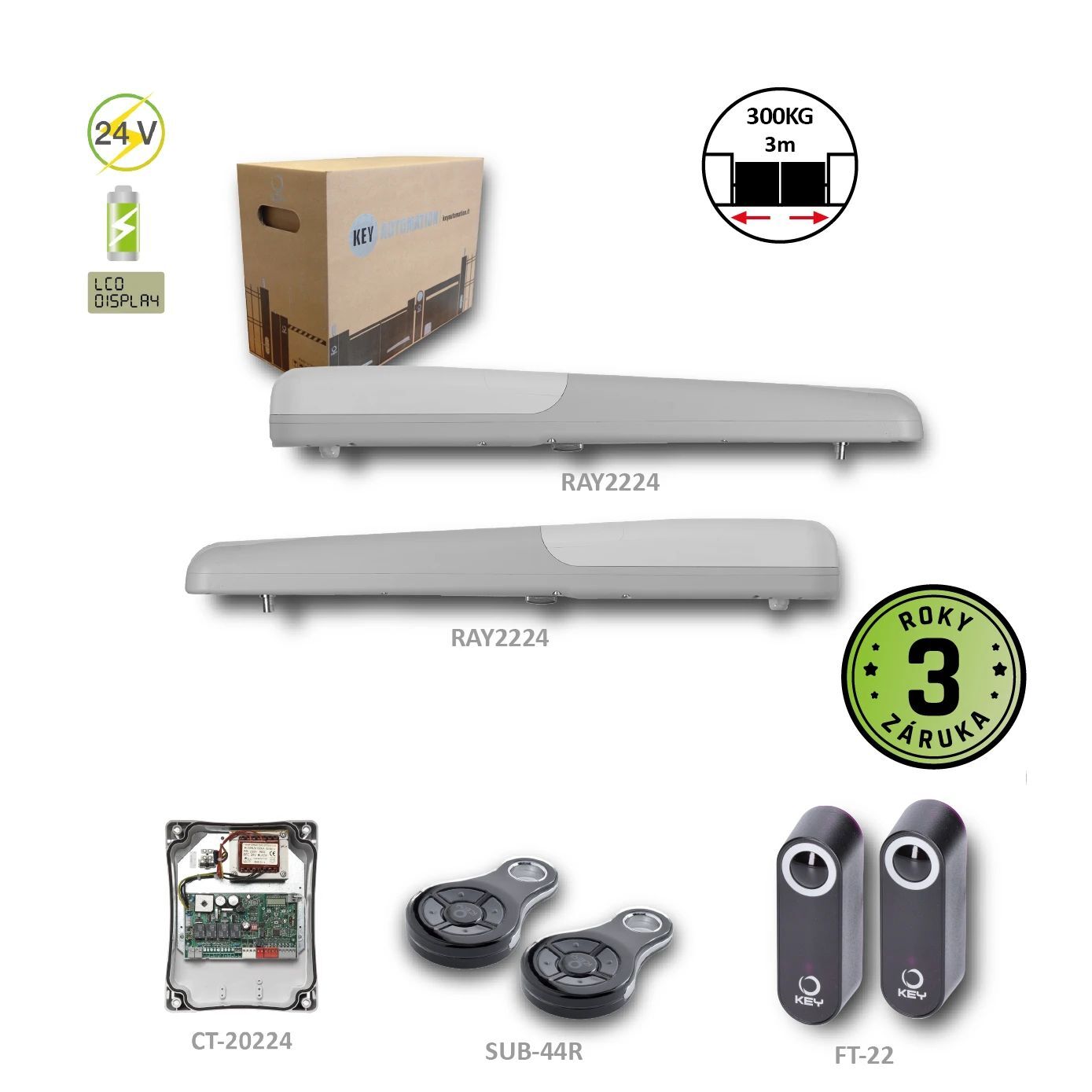 RAYKIT pro dvoukřídlovou bránu do 3 m/křídlo