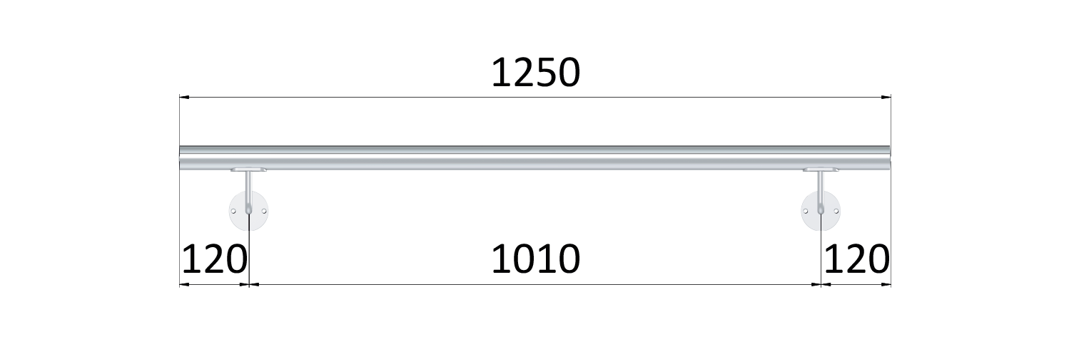 Madlo ø 42.4mm, L-1250mm, leštěná nerez AISI304