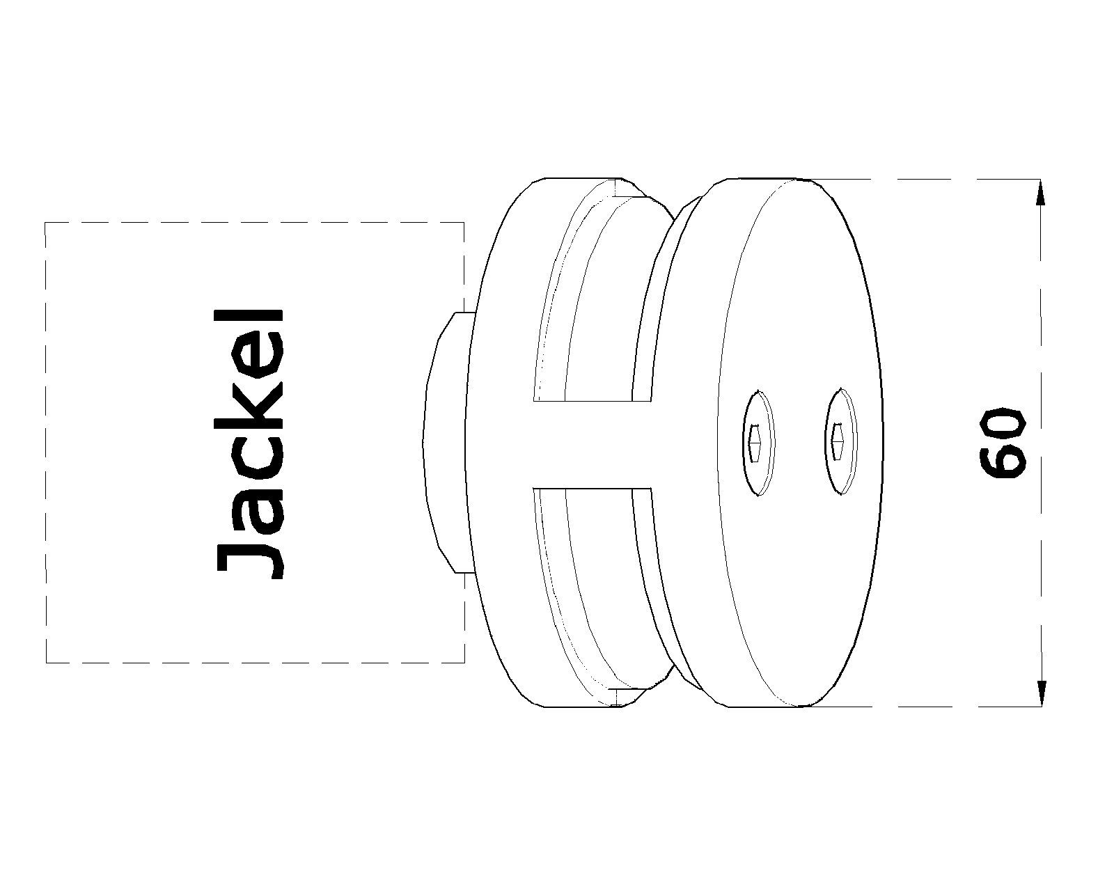 DOPREDAJ! Svorka skla stredová ø 60 mm, sklo 8 - 12 mm, AISI 304